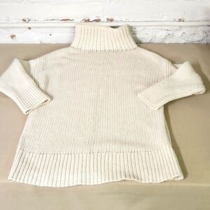 Lafayette 148 Oversized Turtleneck Knitted Wool Cream Sweater Size Small
